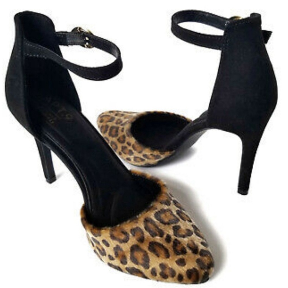 Apt 9 Leopard and Black Ankle Strap Hee